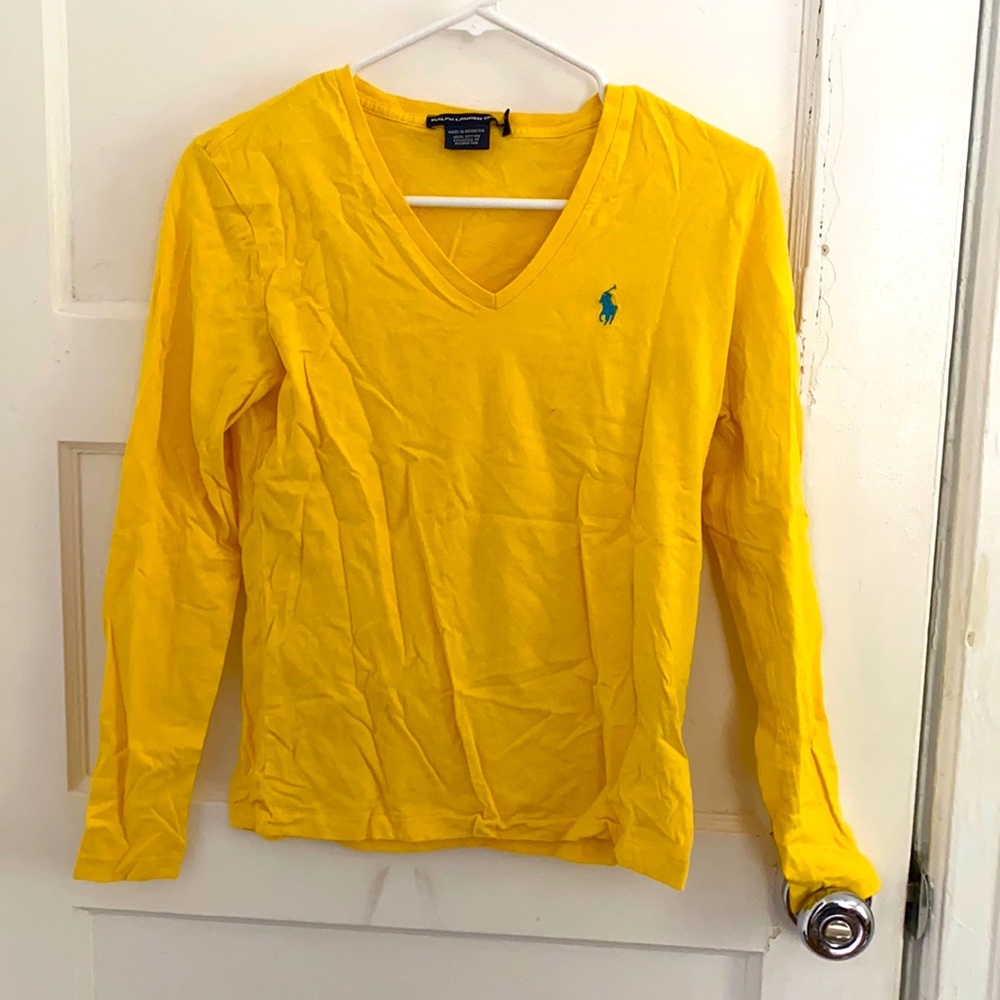 Yellow long sleeve Ralph Lauren V-neck